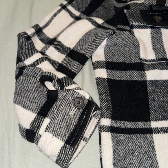 Old Navy Plaid Textured Shacket for Girls Size Large (10/12) Black & White - Picture 10 of 10